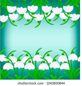 illustration of snowdrops on a dark turquoise background