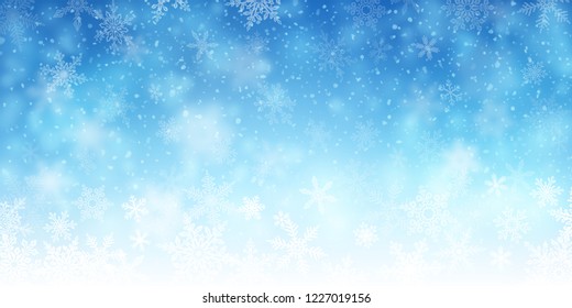 Illustration of snowfall, background for christmas and new year greeting cards, and invitations, and winter holiday season. EPS 10 contains transparency.