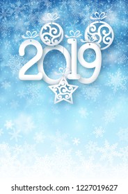 Illustration of snowfall, background for new year greeting cards, and invitations, and winter holiday season. EPS 10 contains transparency.