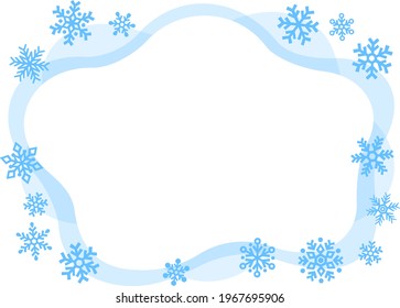 Illustration of snowflake icon and fluid shape frame
