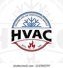 An illustration of snowflake and red fire flame in isolated blue and red ellipse shape applied for  Heating and Air Conditioning Service and Installation Company Logo Design inspiration