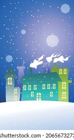 Ilustración de copos de nieve cayendo sobre una planta iluminada en una noche de invierno