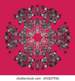 Illustration. Snowflakes, snowfall. Beautiful vector snowflakes isolated on a colorful background. Falling Christmas stylized snowflakes.