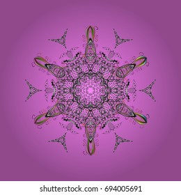Illustration. Snowflakes, snowfall. Beautiful vector snowflakes isolated on a colorful background. Falling Christmas stylized snowflakes.