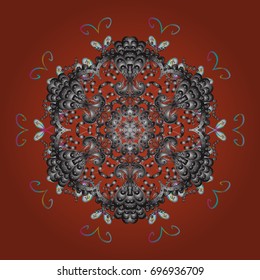 Illustration. Snowflakes, snowfall. Beautiful vector snowflakes isolated on a colorful background. Falling Christmas stylized snowflakes.
