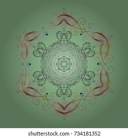 Illustration. Snowflakes, snowfall. Beautiful vector neutral, gray and pink snowflakes isolated on a colorful background. Falling Christmas stylized snowflakes.