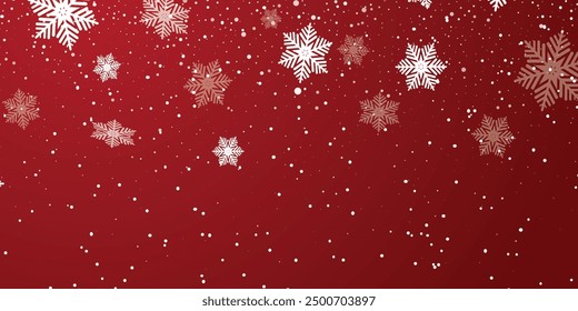 illustration of snowflakes of wintertime for Merry Christmas and Happy New Year seasonal greetings holiday background,  White falling snowflakes, abstract landscape. Cold weather effect. Magic nature 