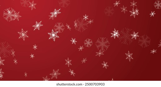 illustration of snowflakes of wintertime for Merry Christmas and Happy New Year seasonal greetings holiday background,  White falling snowflakes, abstract landscape. Cold weather effect. Magic nature 