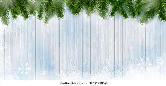 ilustración de copos de nieve de invierno y pino para Feliz Navidad y Feliz Año Nuevo fondo de vacaciones