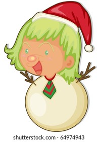 illustration of snowgirl on a white background