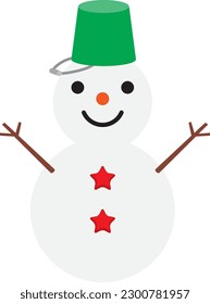 Illustration of the snowman with a bucket hat