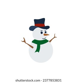 An illustration of snowman character flat art vector design, suitable for Christmas day, post card, icon, logo, and more