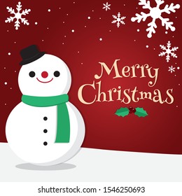 Illustration of snowman in Christmas  season isolated on red background - Vector.