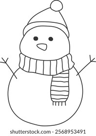 An illustration of a snowman with distinctive hand drawn lines