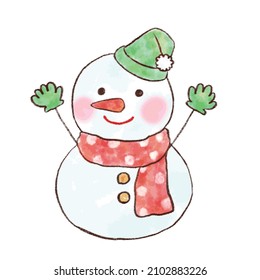 Illustration of a snowman with a gentle atmosphere