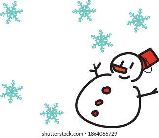 Ilustración de muñeco de nieve y copo de nieve