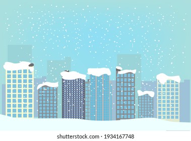 Illustration of a snowy city landscape