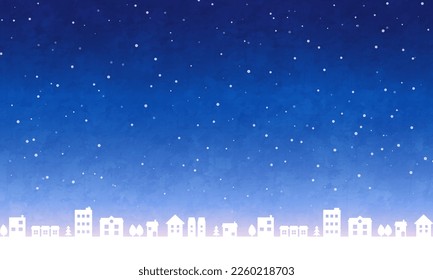 Illustration of a snowy cityscape. Vector background.