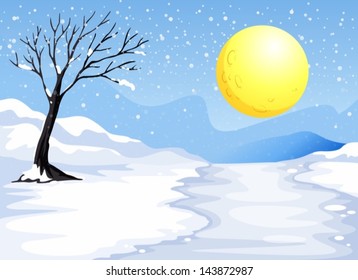 Illustration of a snowy evening