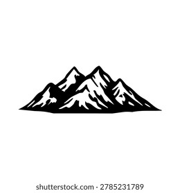 Illustration of a snowy mountain range with multiple peaks.