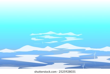 illustration of snowy mountain scenery in winter