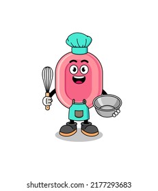 Illustration of soap as a bakery chef , character design