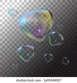 illustration soap bubble heart on transparent background