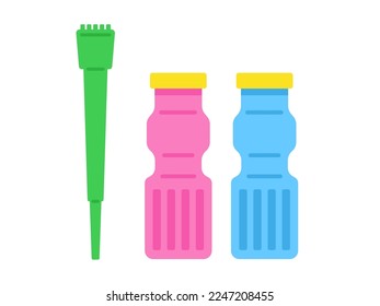 Illustration of soap bubble straw and soap liquid.