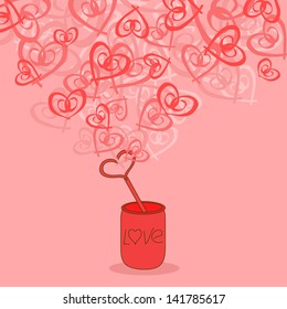 Illustration of soap bubbles in the heart form