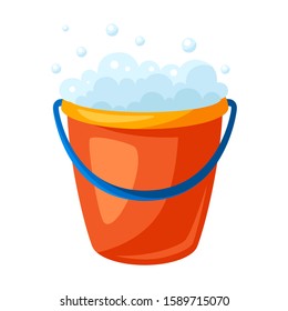 Illustration of soap bucket. Housekeeping cleaning item for service, design and advertising.