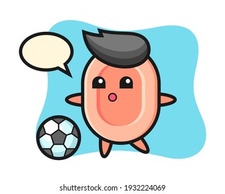 Illustration of soap cartoon is playing soccer