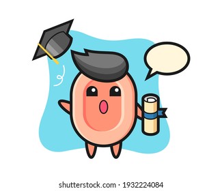 Illustration of soap cartoon throwing the hat at graduation
