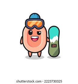 Illustration of soap character with snowboarding style , cute style design for t shirt, sticker, logo element