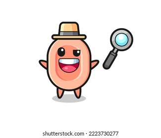illustration of the soap mascot as a detective who manages to solve a case , cute style design for t shirt, sticker, logo element