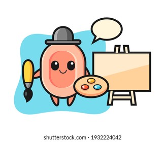 Ilustración de una mascota de jabón como pintor
