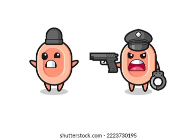 illustration of soap robber with hands up pose caught by police , cute style design for t shirt, sticker, logo element