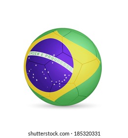 Illustration of a soccer ball with Brasil flag isolated on a white background.