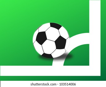 illustration of soccer ball a corner of field