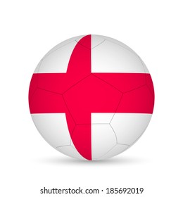 Illustration of a soccer ball with England flag isolated on a white background.