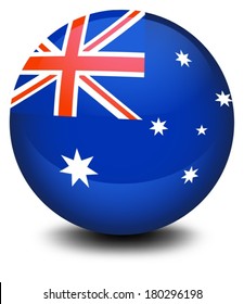 Illustration of a soccer ball with the flag of Australia on a white background