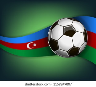 Illustration with soccer ball and flag of Azerbaijan on green