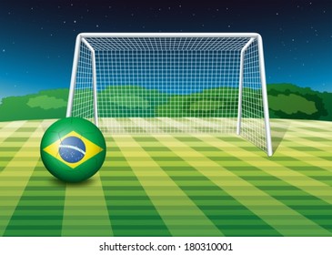 Illustration of a soccer ball with the flag of Brazil