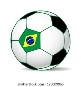 Illustration of a soccer ball with the flag of Brazil. Futboll 2014. Vector.