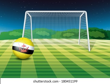 Illustration of a soccer ball with the flag of Brunei