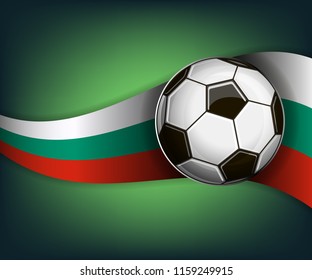 Illustration with soccer ball and flag of Bulgaria on green