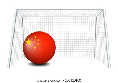 Illustration of a soccer ball with the flag of China on a white background