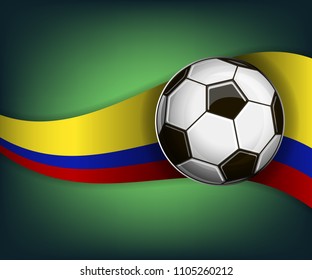 Illustration with soccer ball and flag of Colombia