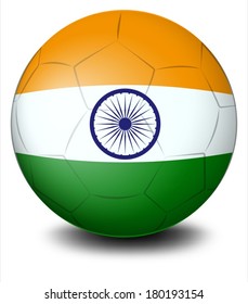 Illustration of a soccer ball with the flag of India on a white background