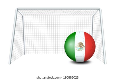 Ilustración de una pelota de fútbol con la bandera de México sobre fondo blanco