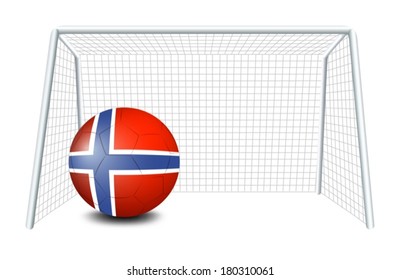 Illustration of a soccer ball with the flag of Norway on a white background